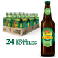 Reed's Premium Ginger Beer pack with 24 bottles, a single bottle displayed next to it, highlighting natural ingredients, including honey and pineapple