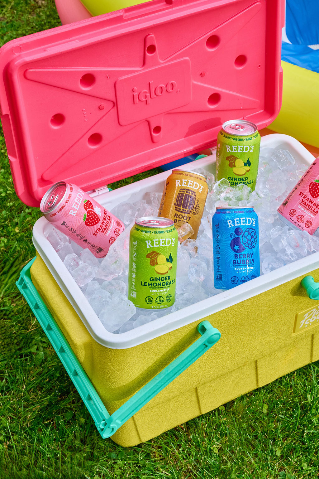 reeds new functional soda's in a cooler with ice