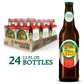 Reed's Zero Sugar Extra Ginger Beer glass bottle and 24 pack of glass bottles in a cardboard box