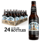 Virgil's Root Beer pack with 24 glass bottles, with a single bottle displayed next to it.