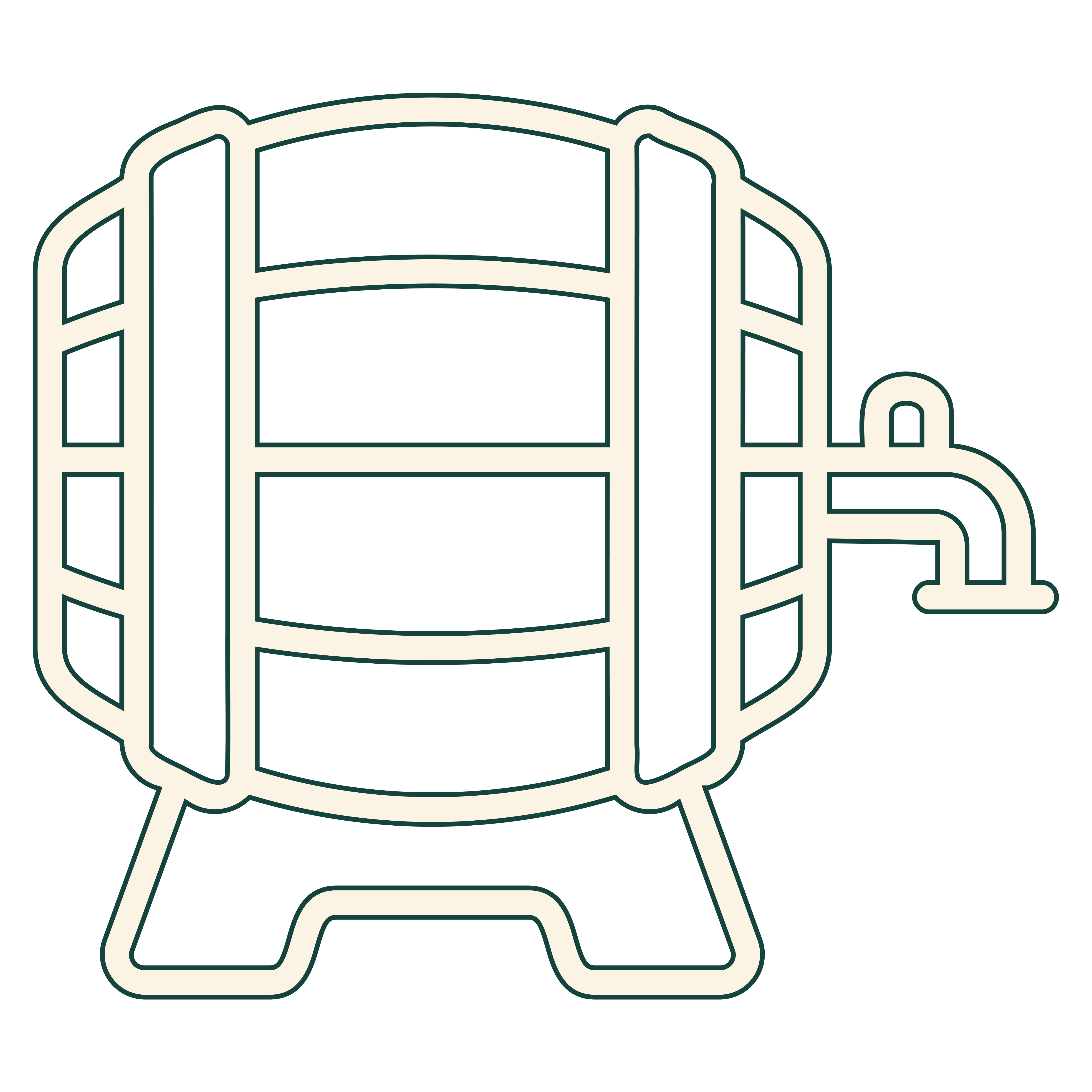 A white vector image of a barrel with a green outline.