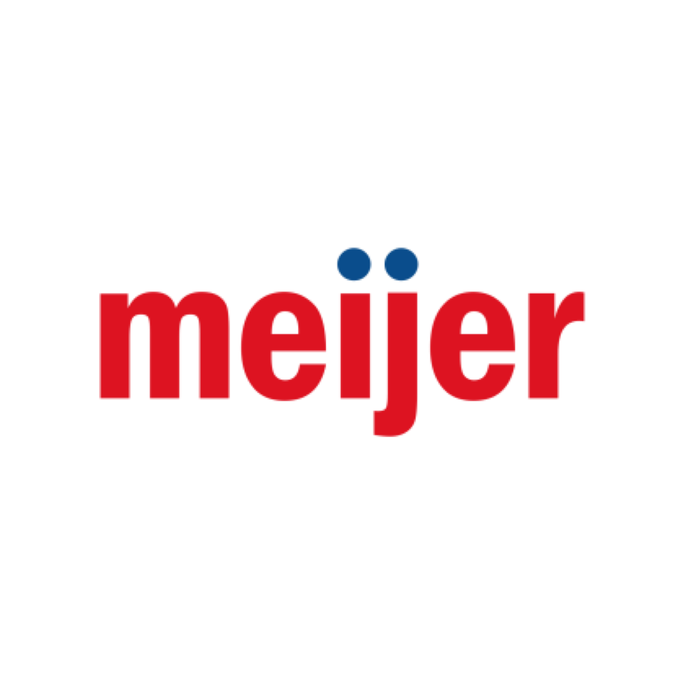 Meijer logo: red text with blue dots over the 'i' and 'j'.
