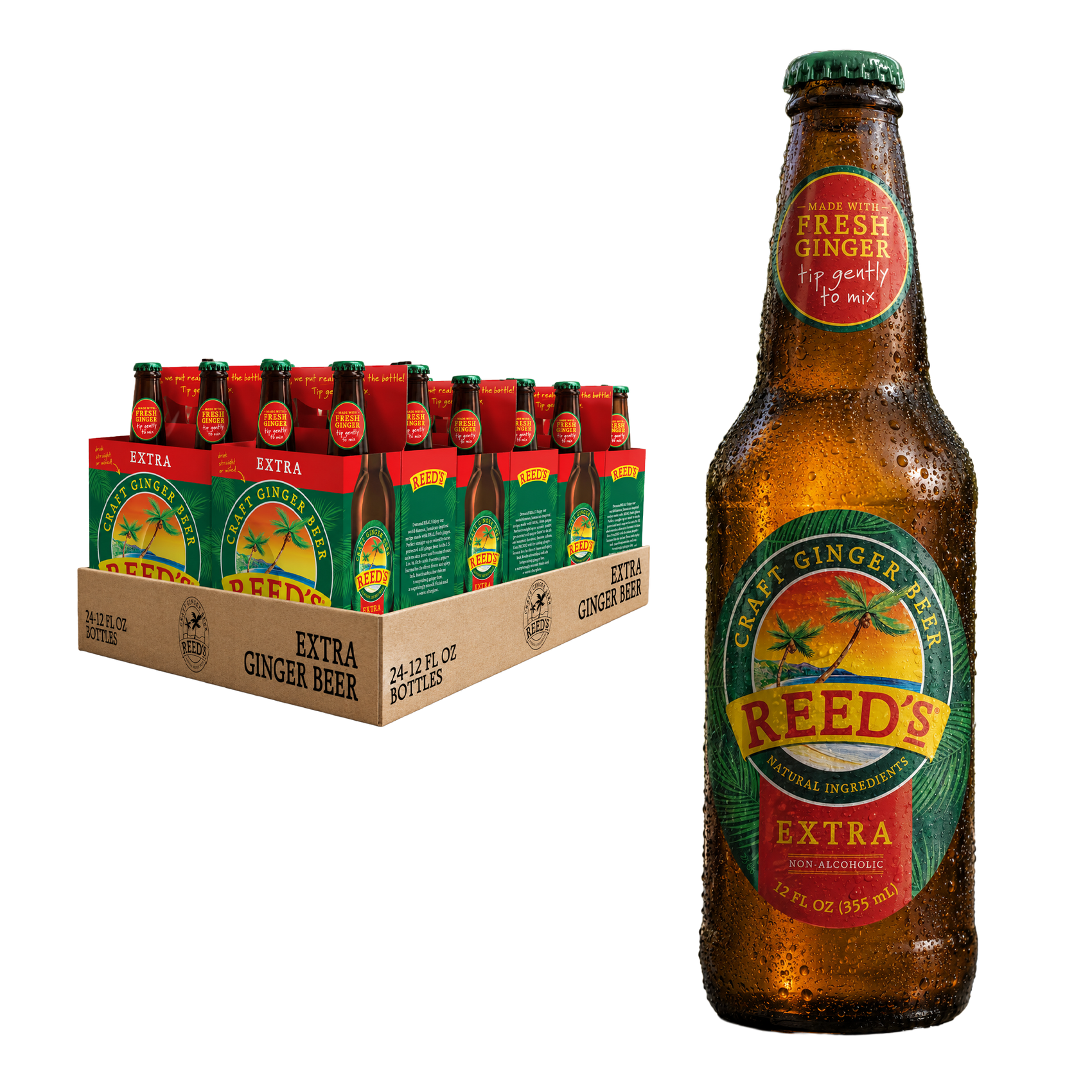 REED'S EXTRA GINGER BEER 24 PACK GLASS