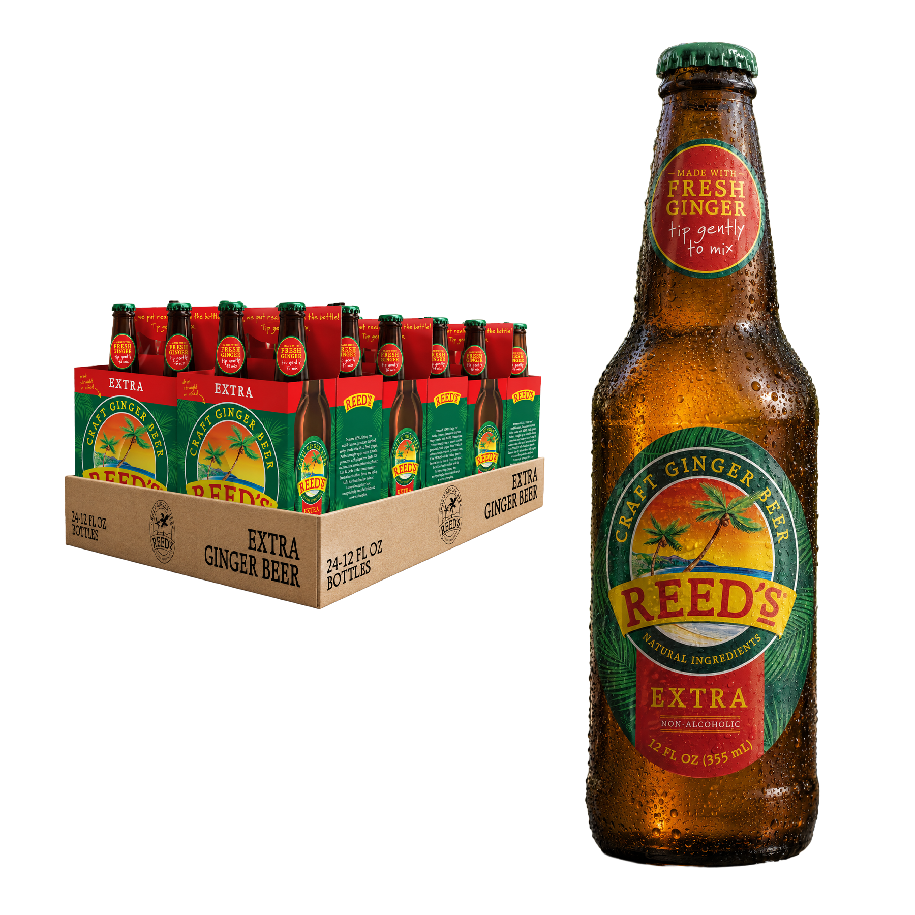 REED'S EXTRA GINGER BEER 24 PACK GLASS