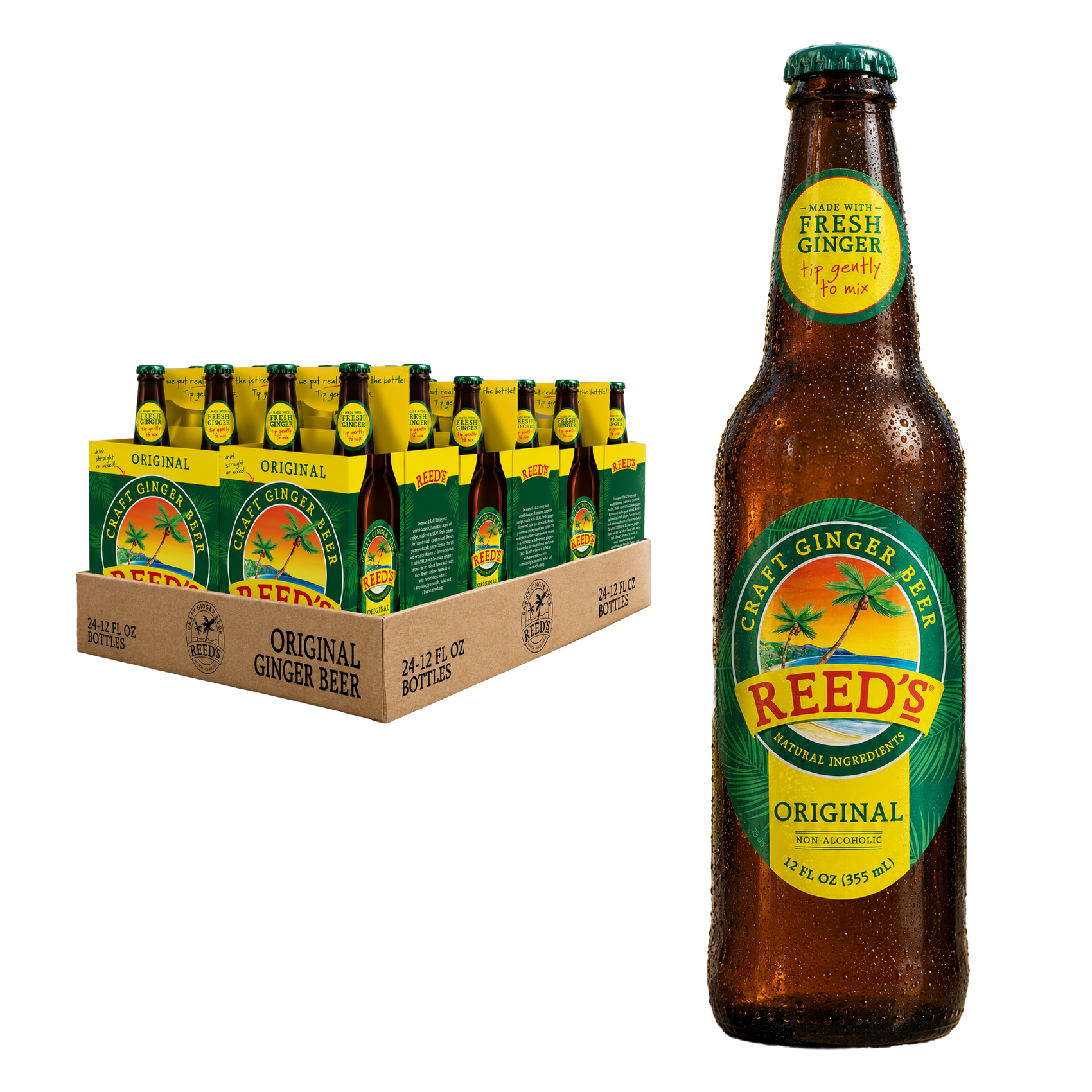 REED'S ORIGINAL GINGER BEER 24 PACK GLASS