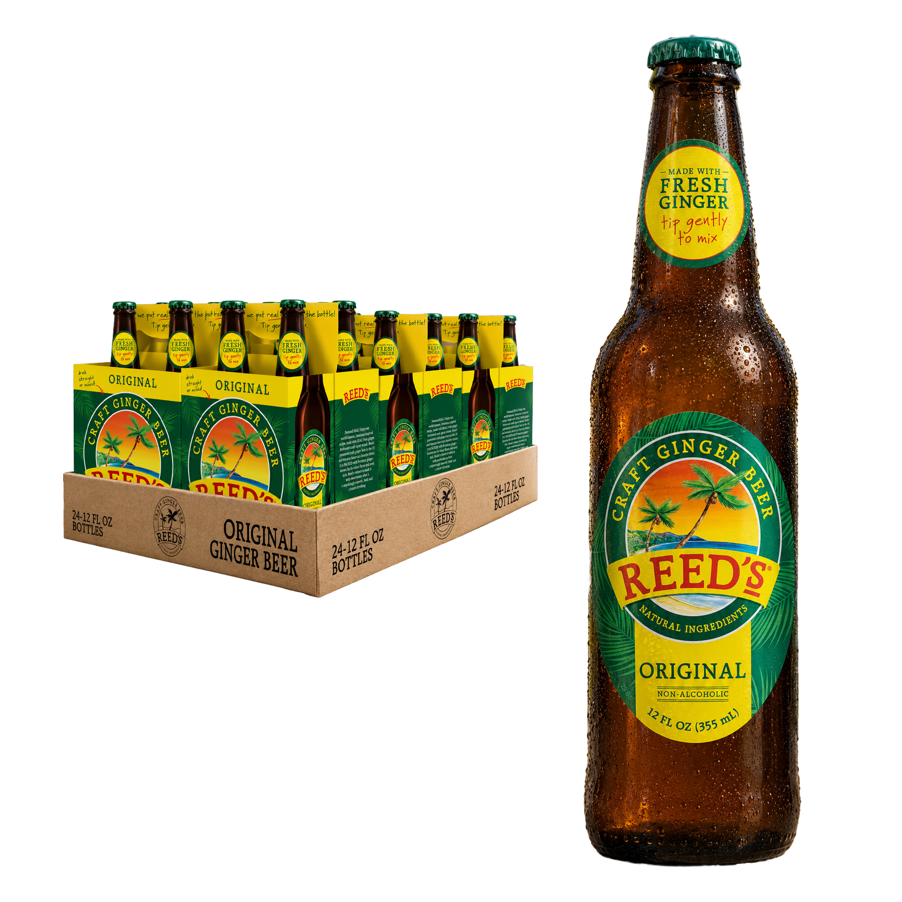 REED'S ORIGINAL GINGER BEER 24 PACK GLASS