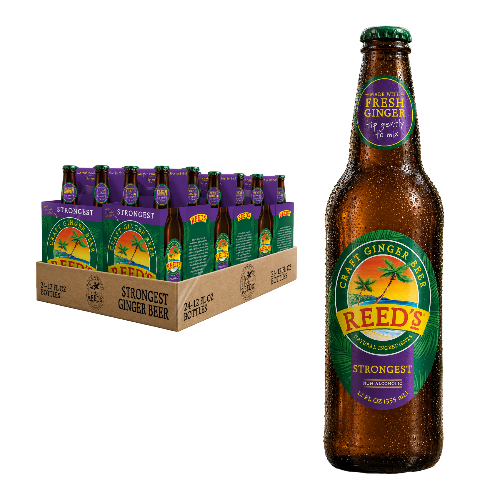 REED'S STRONGEST GINGER BEER 24 PACK GLASS
