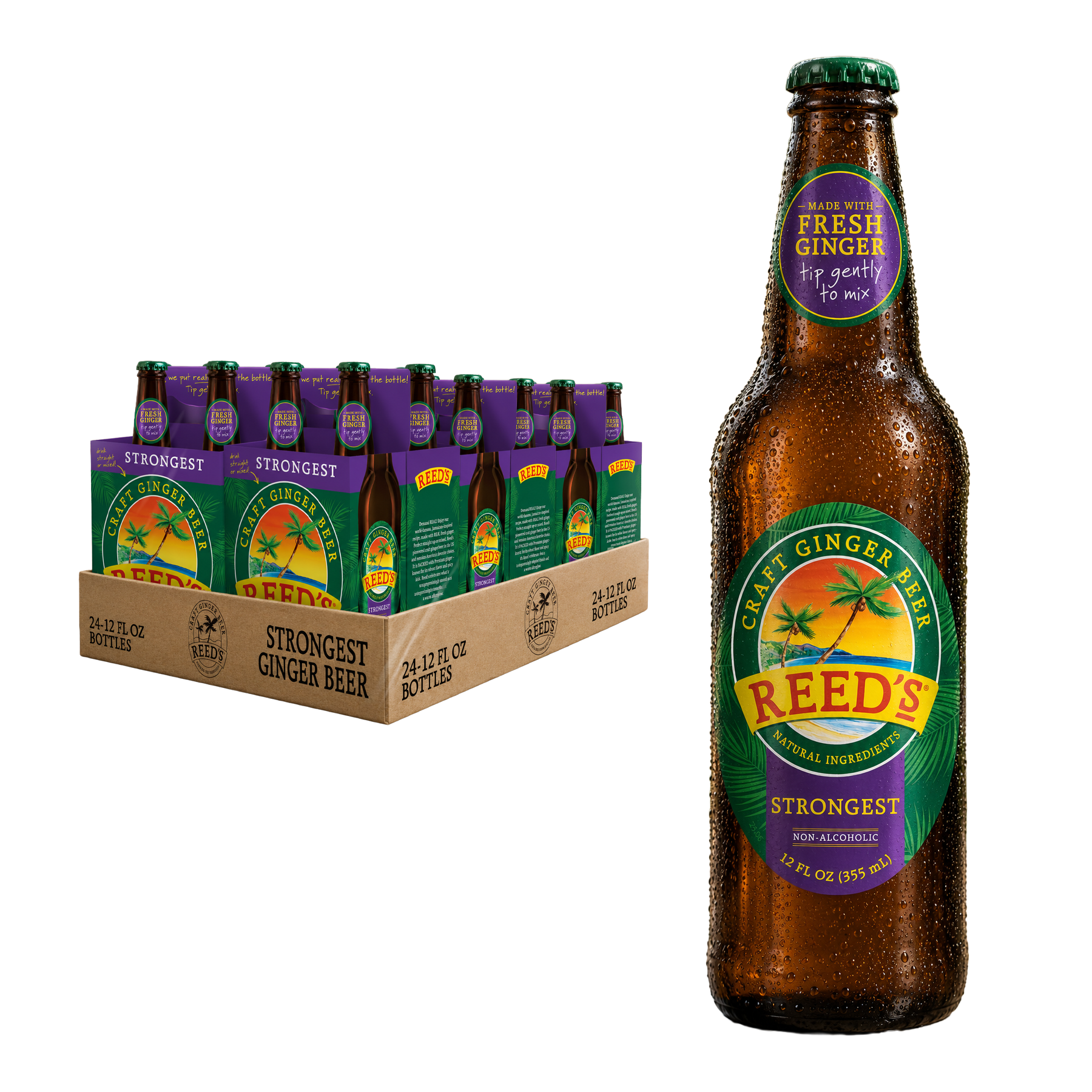 REED'S STRONGEST GINGER BEER 24 PACK GLASS