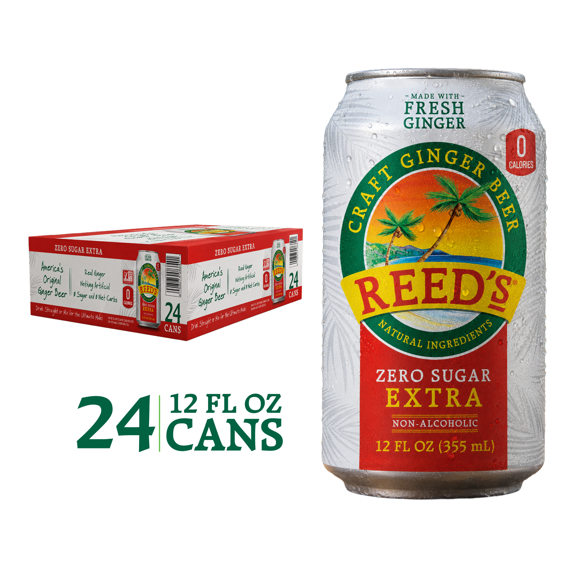 REED'S ZERO SUGAR EXTRA GINGER BEER 24 PACK