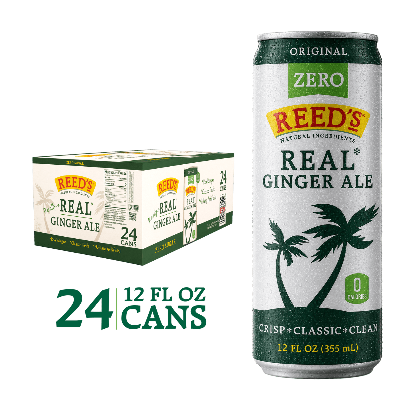 REED'S ZERO SUGAR GINGER ALE SLIM 24 PACK soda