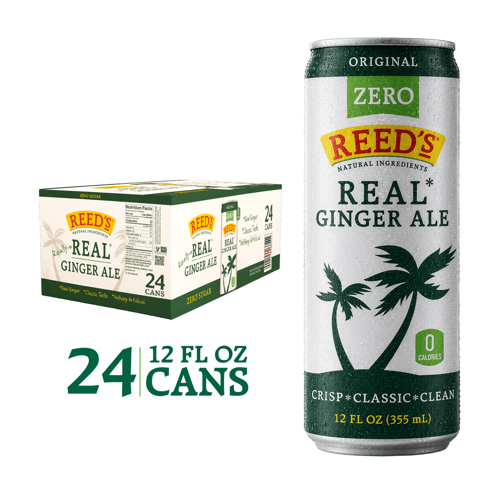 REED'S ZERO SUGAR GINGER ALE SLIM 24 PACK soda