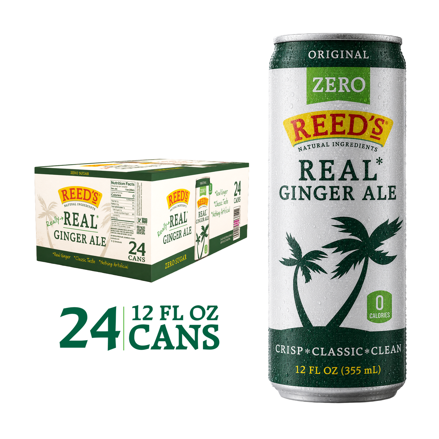 REED'S ZERO SUGAR GINGER ALE SLIM 24 PACK