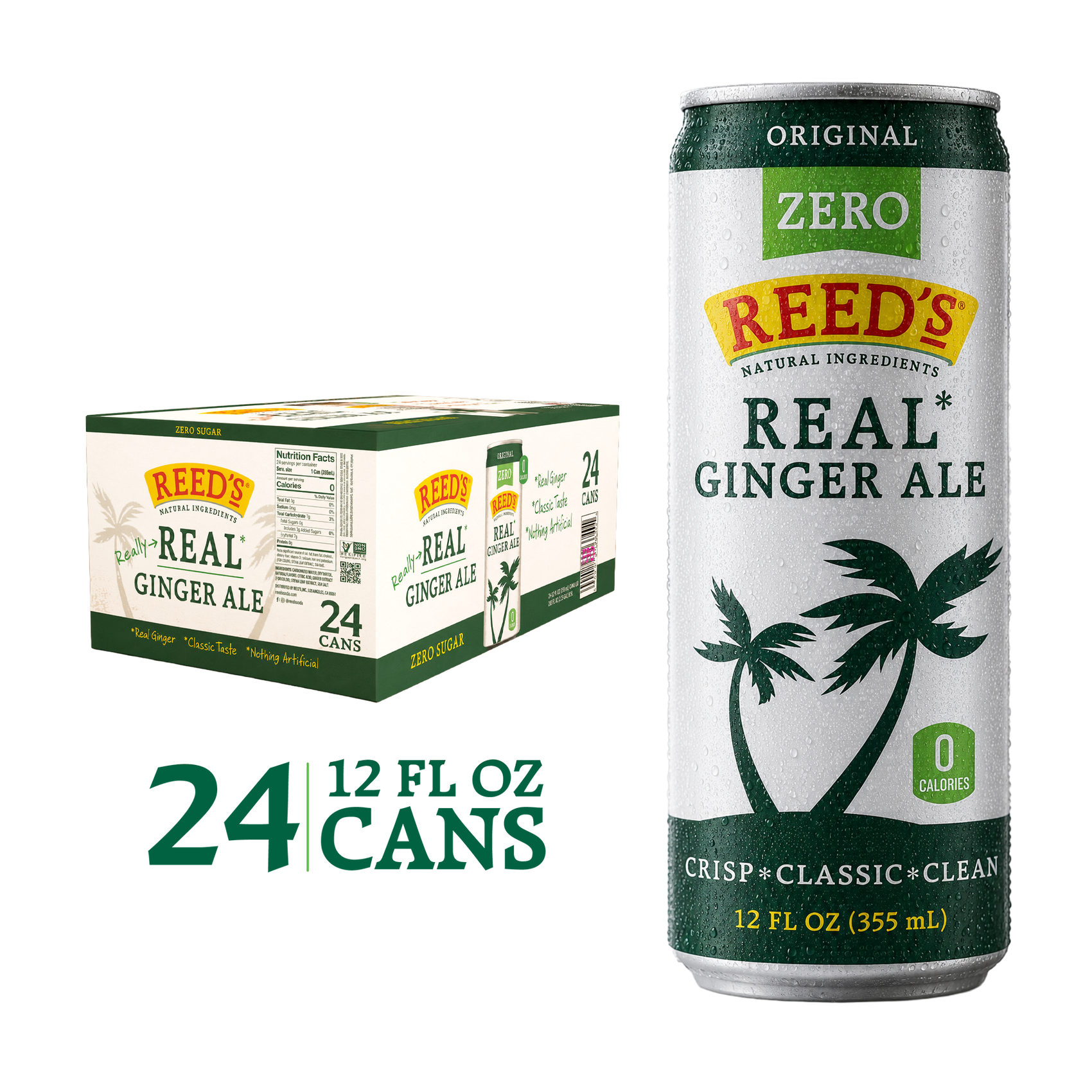 REED'S ZERO SUGAR GINGER ALE SLIM 24 PACK