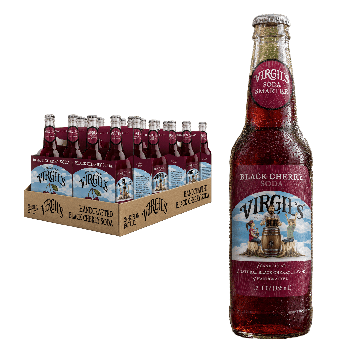 VIRGIL'S BLACK CHERRY SODA 24 PACK GLASS