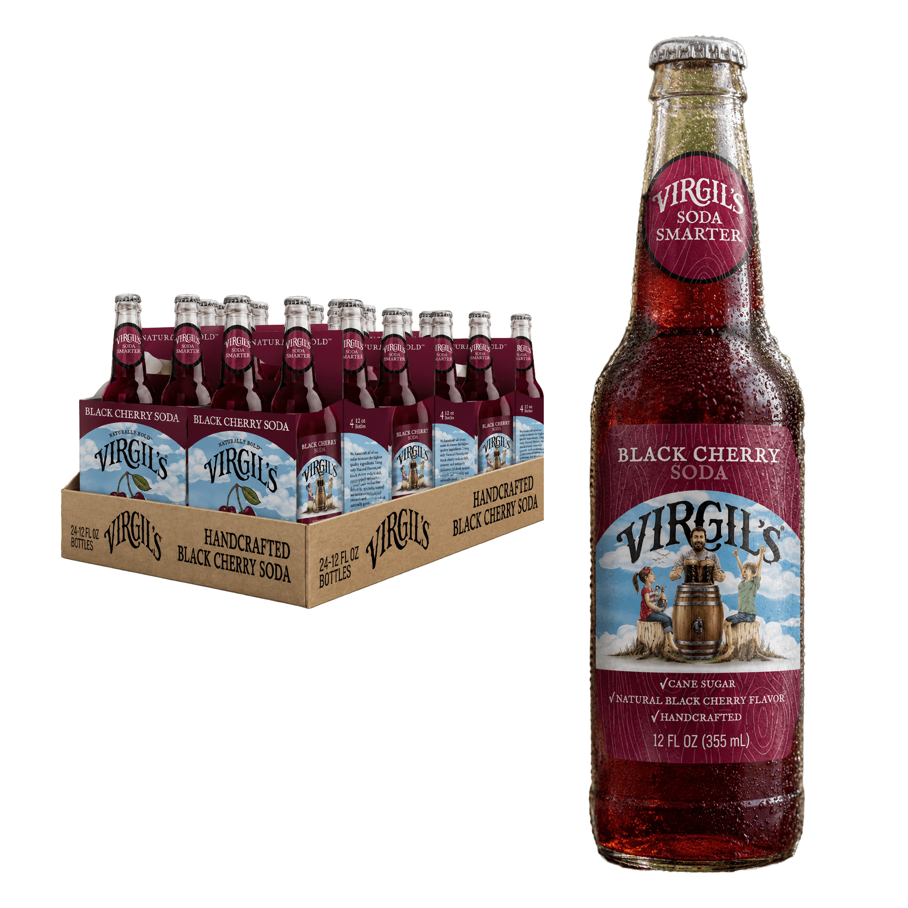 VIRGIL'S BLACK CHERRY SODA 24 PACK GLASS
