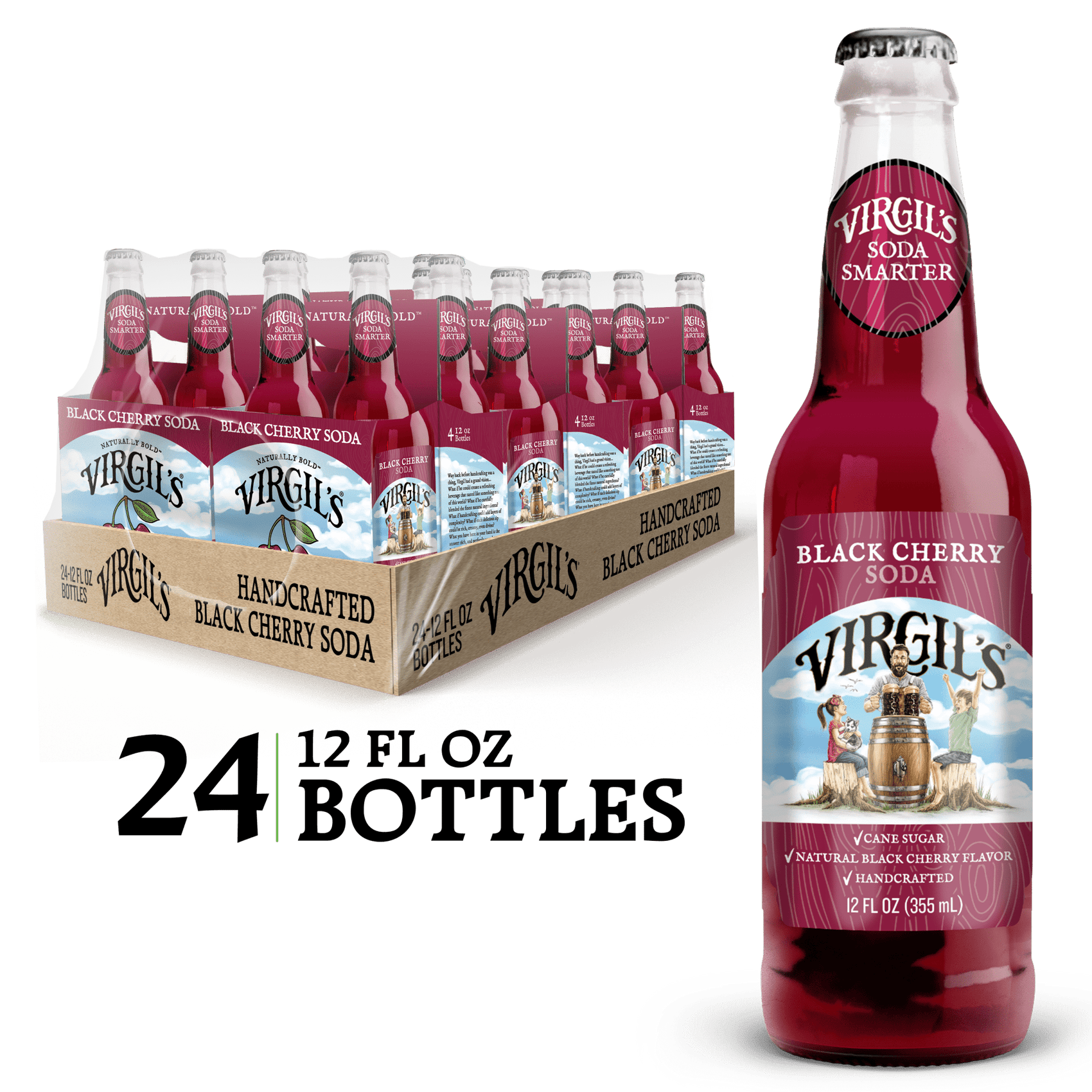 VIRGIL'S BLACK CHERRY SODA 24 PACK GLASS - Reed'sInc