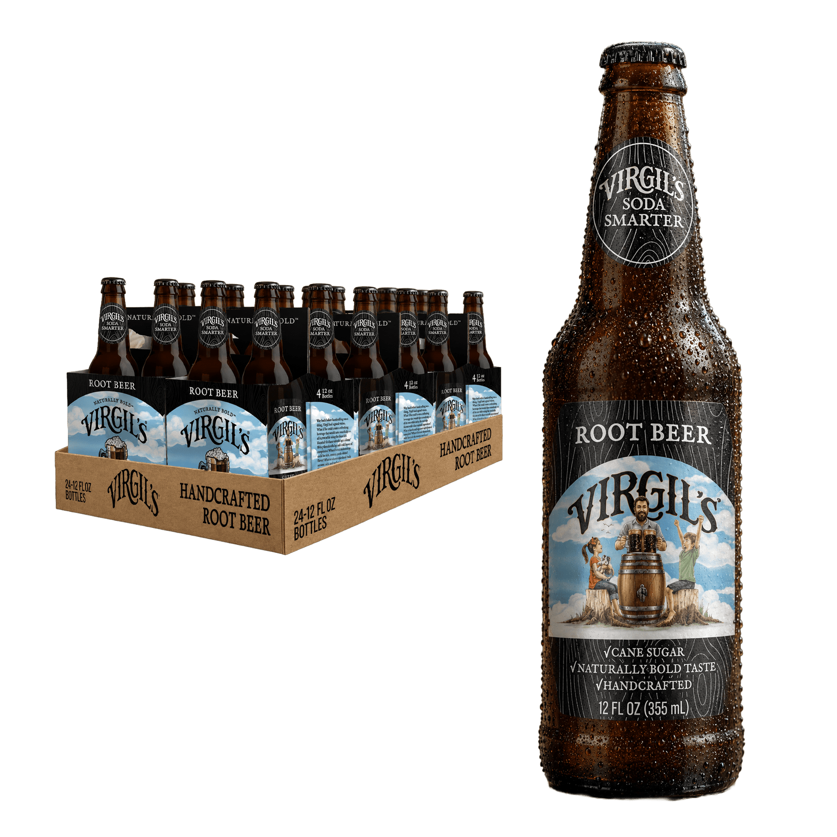 VIRGIL'S ROOT BEER SODA 24 PACK GLASS