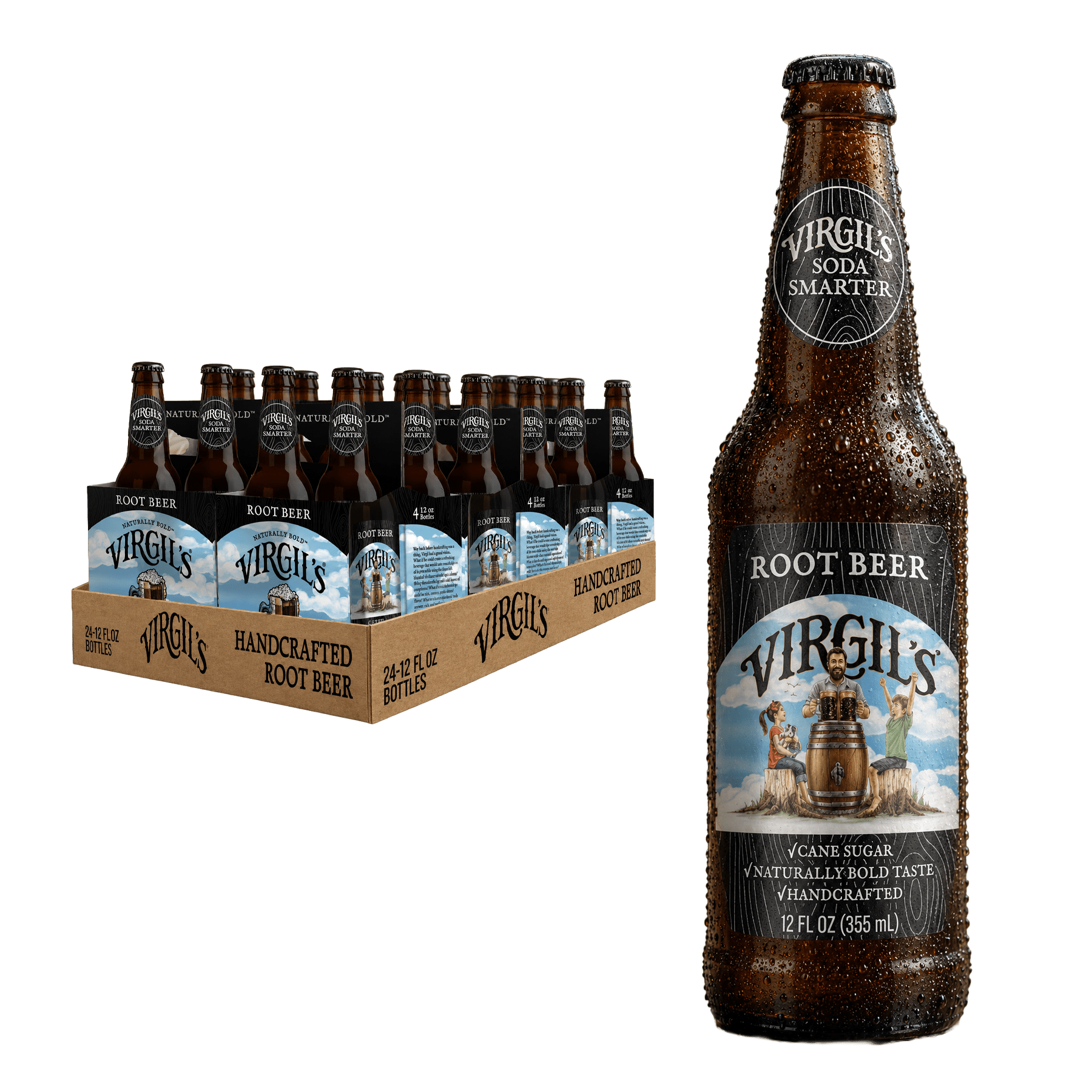 VIRGIL'S ROOT BEER SODA 24 PACK GLASS