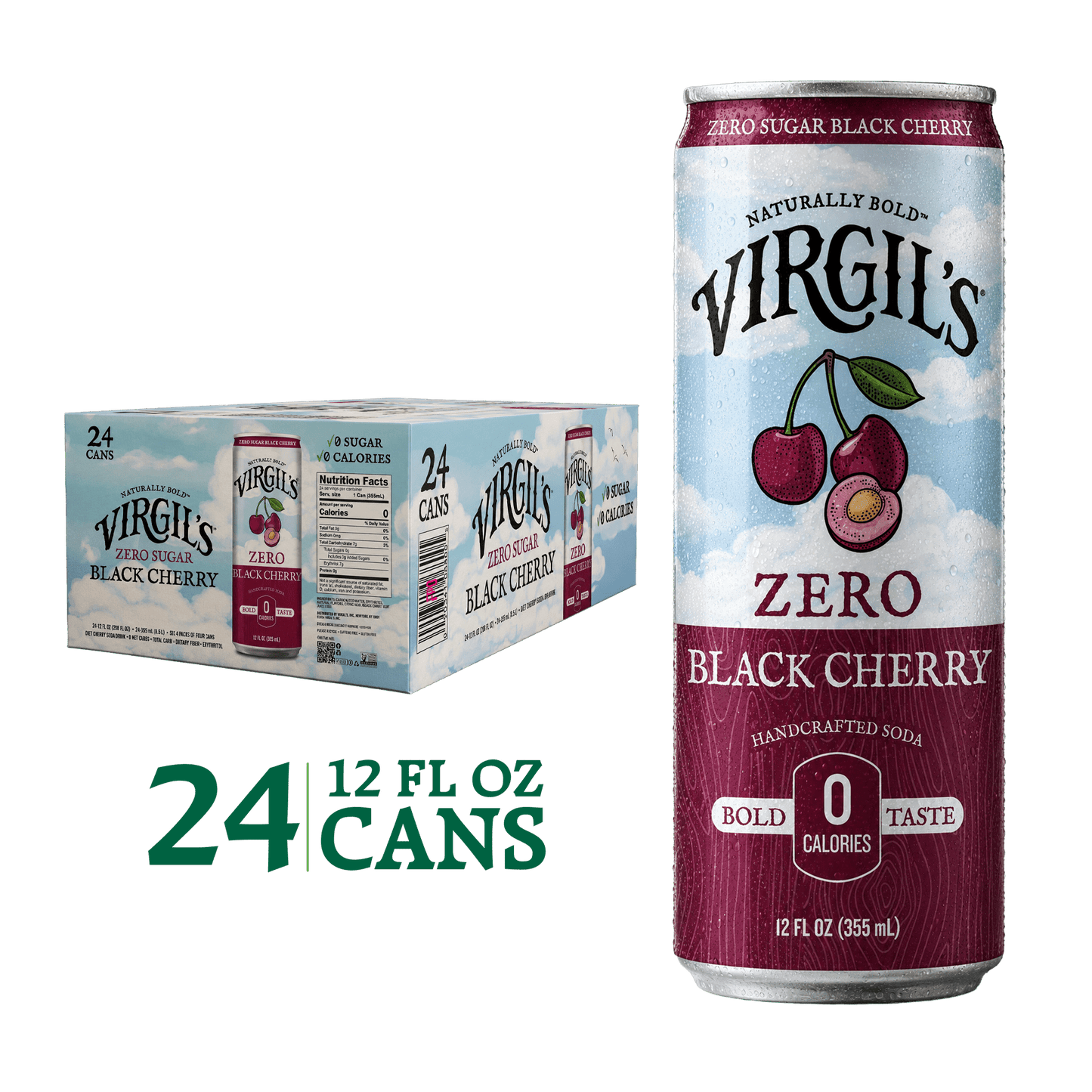 VIRGIL'S ZERO SUGAR BLACK CHERRY 24 PACK
