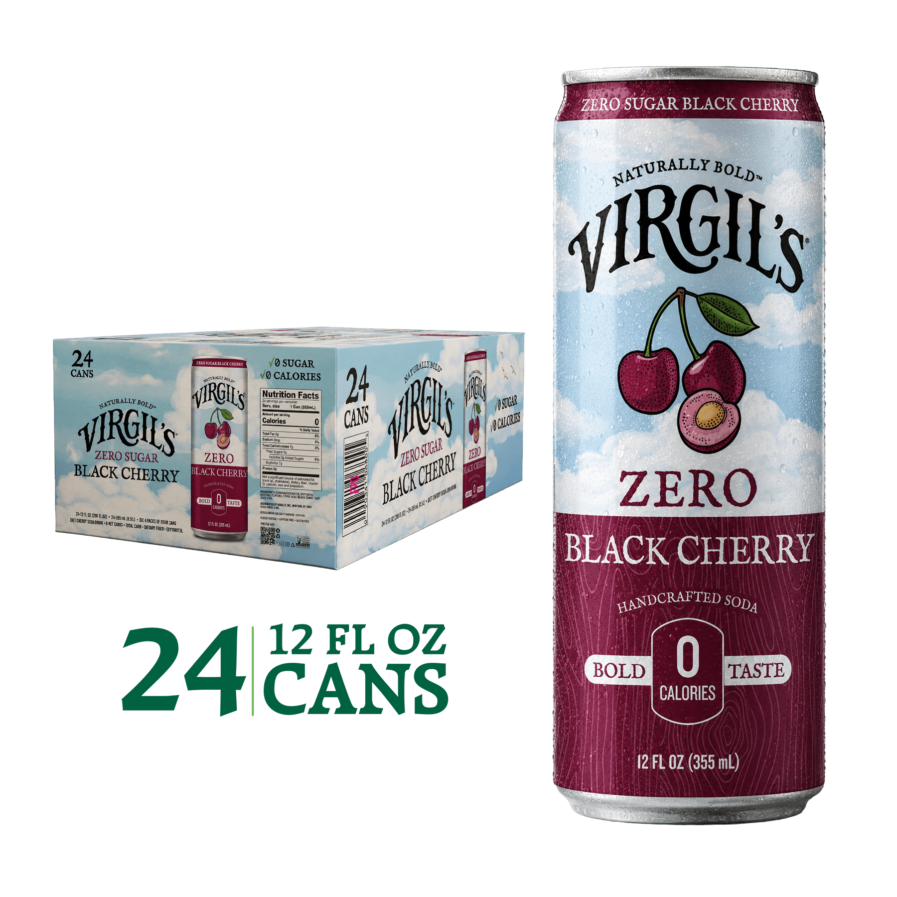 VIRGIL'S ZERO SUGAR BLACK CHERRY 24 PACK