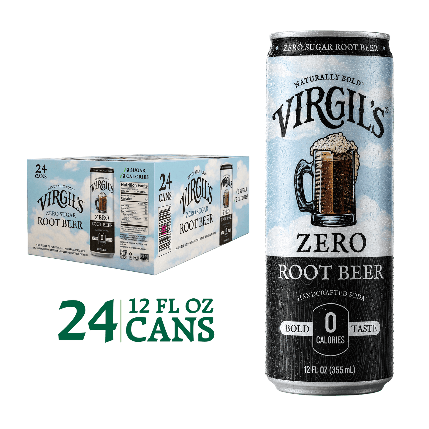 VIRGIL'S ZERO SUGAR ROOT BEER 24 PACK