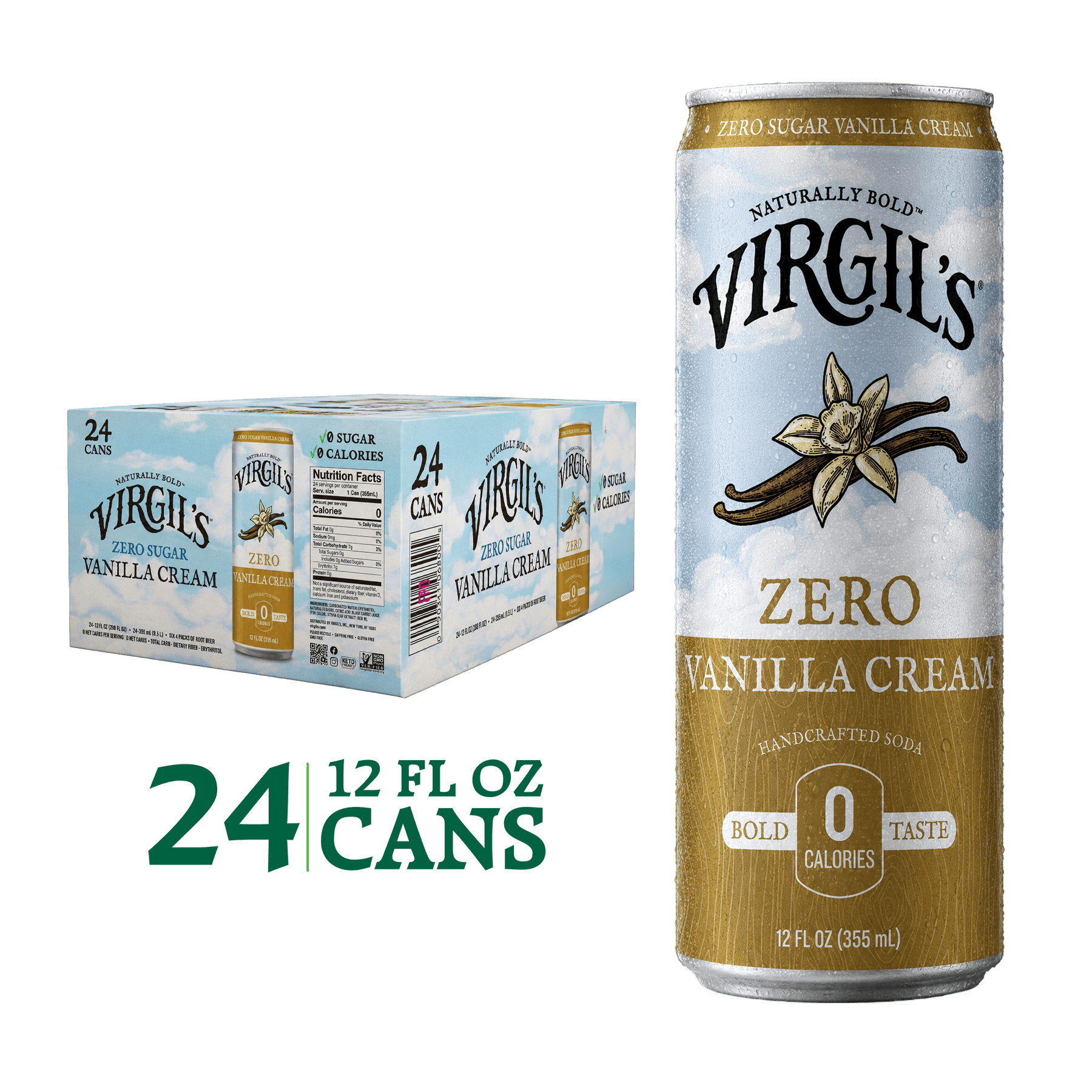 VIRGIL'S ZERO SUGAR VANILLA CREAM 24 PACK